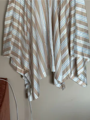 Anthropologie Maeve Asymmetrical Striped Wrap Halter Shirt Dress Size 14 Coastal thumbnail 12