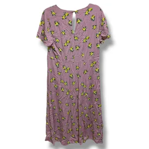 Torrid Floral Midi Dress Plus Size Mauve Lemon Print V Neck‎ Short Sleeve 0 12 thumbnail 5
