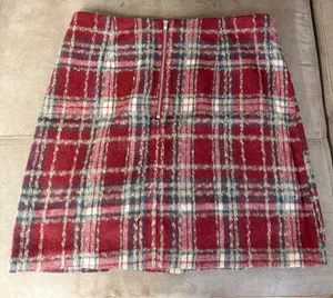 Potter's Pot Red Plaid Wool Mini Skirt thumbnail 5