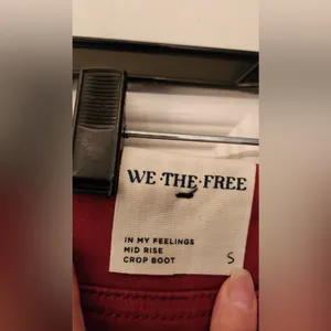 Free People We The Free In My Feelings Red Wine Cropped Slim Flare Jeans Small thumbnail 8