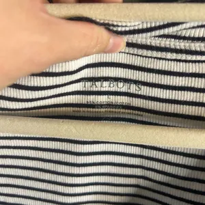 Talbots Black and White Striped V-Neck Tee | Size Large thumbnail 3