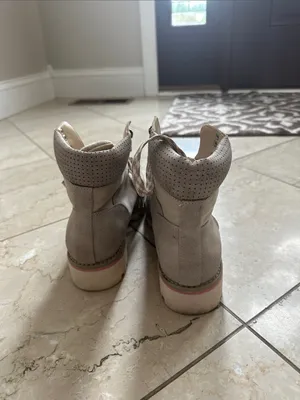 Sole Society Taupe Combat Boots with Cream Laces thumbnail 2