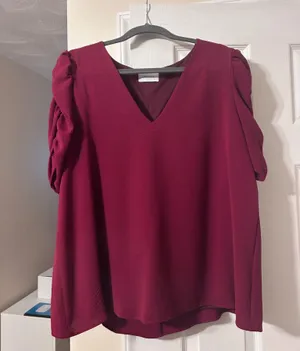 Adrienne Burgundy Office Blouse  thumbnail 1