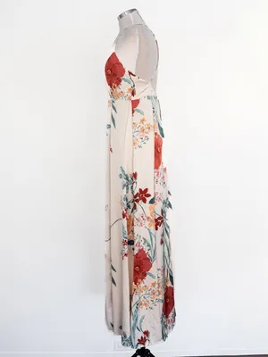Lulus - Still The One Floral Faux Wrap Gown In‎ Cream Floral Print thumbnail 6