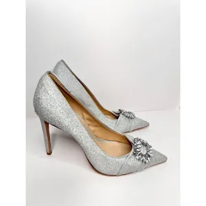 SCHUTZ Pumps‎ Womens Size 10 Embellished Silver Pointed Toe Heels thumbnail 3