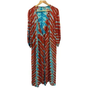 Young Fabulous &‎ Broke Belle Midi Wrap Dress Medium Mud Savannah Rust Blue thumbnail 2