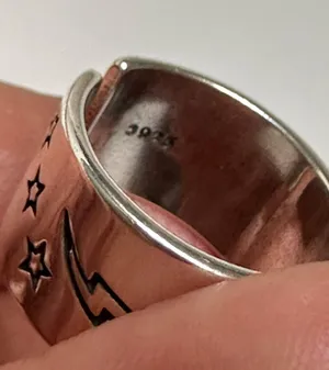 Adjustable Smiley Face Silver Ring thumbnail 3
