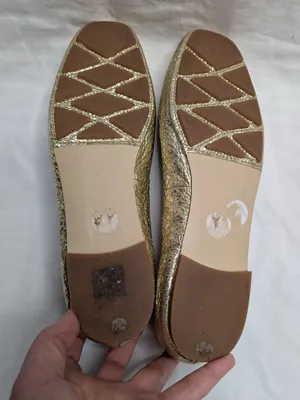 Tory Burch Laila 2 Bow Driver Metallic Gold Leather Ballet Flats Size 8.5 thumbnail 9