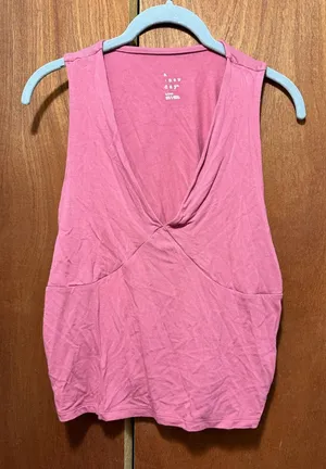 Pink Draped V-Neck Sleeveless Top thumbnail 1