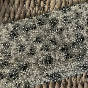 Aldo White Pearl Like beaded‎ purse Handbag Clutch 9" X 4" Chain Strap thumbnail 2