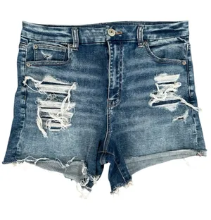 American Eagle AE Next Level Stretch Ripped Denim Shorts Size 10 Distresses thumbnail 1