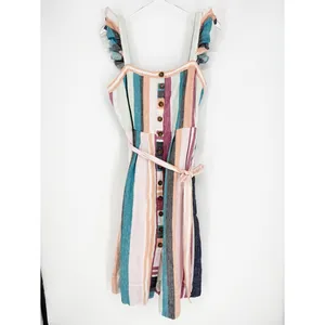 J.Crew Linen Striped Button Front Midi Dress‎ Women's 10 Coastal Chic thumbnail 2