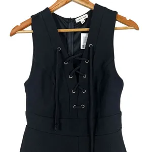 NWT Silence + Noise Goth Vampy‎ Romper Black Sleeveless Lace Up V-Neck Size 2 thumbnail 4