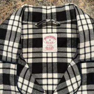 Brooks Brothers Womens Pajama Top Button Up Plaid Black White Size Medium EU thumbnail 3