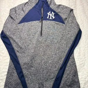 Fanatics Yankees Navy and Gray Quarter-Zip Pullover thumbnail 1