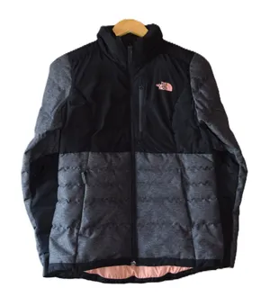 The North Face Puffer Jacket Womens M Black Grey 550 Down Insulated Colorblock thumbnail 1