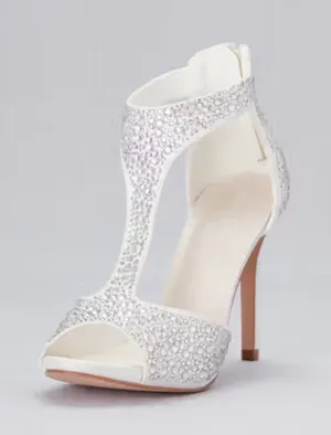 David's Bridal Crystal-Detailed Peep-Toe Shooties STYLE# NELIA 8.5 thumbnail 1