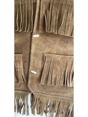Vintage Brown Suede Leather western vest fringe Womens Sz M handmade in Mexico thumbnail 8