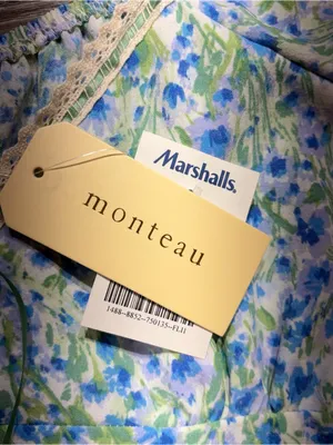 Monteau Blue & Green Floral Midi Dress with Puff Sleeves thumbnail 8