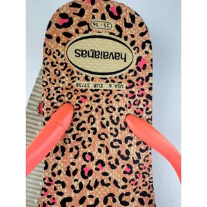 Havaianas Leopard Print Flip Flops Orange Thong Sandals Size US 6 EUR 37‎ 38 thumbnail 6