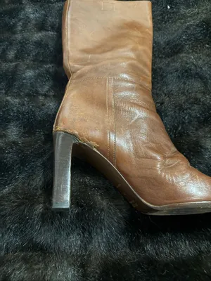 Vintage Miu Miu Cognac Leather Knee high boots 37 7 SINGLE LEFT BOOT thumbnail 2