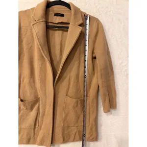 J. Crew Sweater Blazer Womens Camel Tan Merino Wool Blend Cardigan J0244 thumbnail 2