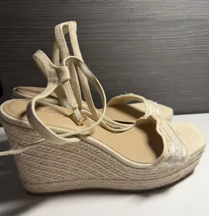 Aldo Sandals Womens Size 11 Espadrille Beige Ankle Strap Open Toe Wedge Heel C3 thumbnail 1