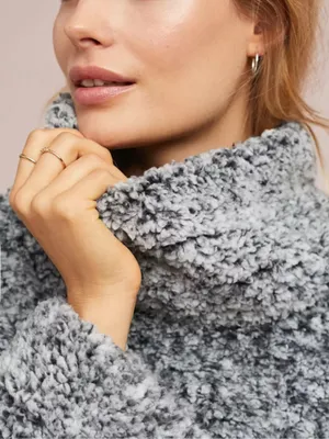 EUC Anthropologie Sunday In Brooklyn Sherpa Turtleneck Pullover Top Size Medium thumbnail 3