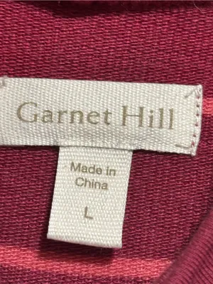Garnet Hill Mock Turtleneck Tunic Top | Size Large | Burgundy Stripe | EUC thumbnail 5