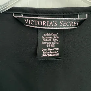 Victorias Secret Black Satin Love Graphic Kimono Robe‎ Ruffle Sleeve One Size thumbnail 4