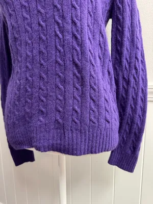 Lauren Ralph Lauren LRL Cable Knit Long Sleeve Pullover Sweater Purple Medium thumbnail 7