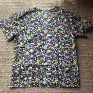 Carols‎ Scrub Top Womens Medium Multicolor Butterflies Flowers Floral Nurse thumbnail 8