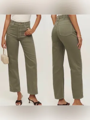 Reformation Cowboy High Rise Straight Jeans Kalamata Green Size 26 thumbnail 10