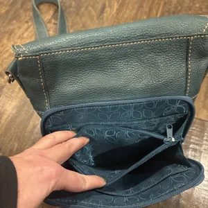 Fossil Long‎ Live Vintage Women's Teal Green Pebbled Leather Purse Crossbody Bag thumbnail 10