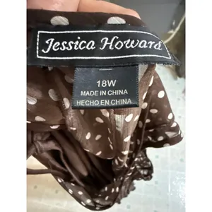 Jessica Howard Brown Polka Dot Sheer Dress Women's‎ 18W thumbnail 8