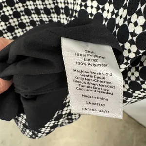 Talbots Black White Geometric Floral Dot Fit Flare Dress Button Shoulder Size 16 thumbnail 7