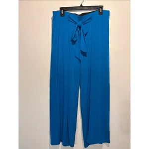 White House | Black Market Wide-Leg Crop Open Slit Leg Attached Tie Belt Palazzo Pants Size M-L thumbnail 2