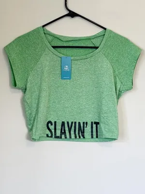 NWT Cupshe Slayin' It Green Crop Top & Shorts Lounge Set - Size: Extra Large thumbnail 2