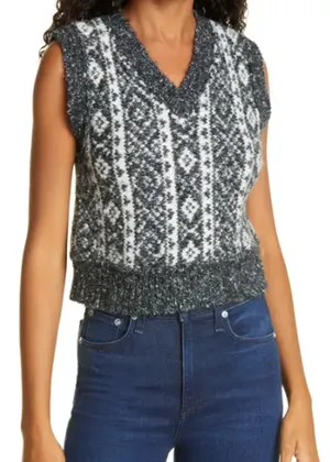 Rag & Bone Alpaca Blend Sweater Vest Womens XS Academia Warm Soft Preppy Holiday thumbnail 1
