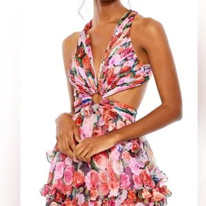 Mac Duggal 68076 Ruffle Floral Cut Out Dress thumbnail 5