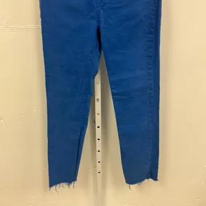 Zara High Waisted‎ Skinny Jeans Cobalt Blue Raw Hem Side Slit Women's Size 4 W26 thumbnail 4