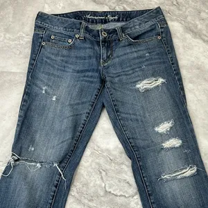 American Eagle Jeans Straight Super Stretch Distressed‎ Holes thumbnail 5
