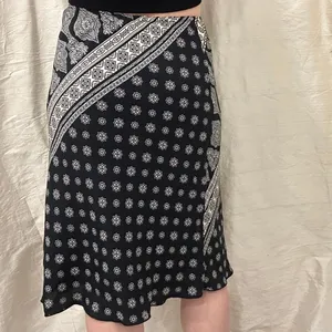 VTG Y2K L'Amadei D.P. Altomonte Black Cream Bandana‎ Print Slip Skirt Boho Small thumbnail 6