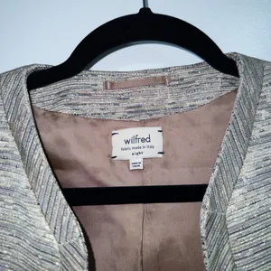 Wilfred Aritzia Exquis Beige Gold Metallic Cropped Dress Jacket Size 8 thumbnail 4