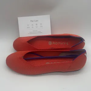 Rothy's The Point Persimmon Marine Heel Stripe Orange Flats Womens 10.5 thumbnail 5