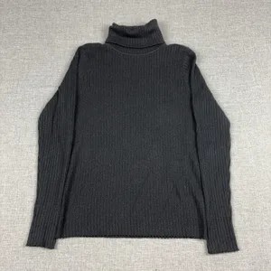 J McLaughlin Sweater Womens L Black Cotton Modal Turtleneck Button Knit Pullover thumbnail 1