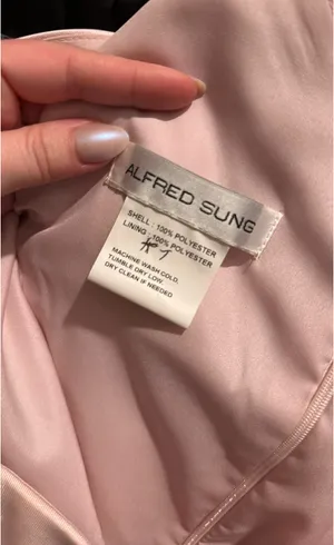 Alfred Sung Ballet Pink Satin Twill One Shoulder Gown thumbnail 7