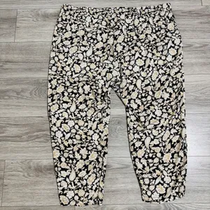 Old Navy Womens Pants XXL Black Tan Floral Print‎ Elastic Waist Cropped Casual thumbnail 8