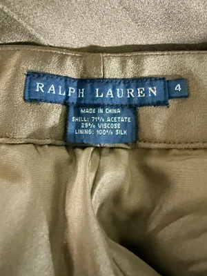 Ralph Lauren Wide Leg Satin Trouser Pants - Olive Green (Small Flaw) thumbnail 5
