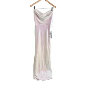 B Darlin Sequined Cowlneck Lace-Up-Back Gown Size 12 Iridescent $129‎ thumbnail 3